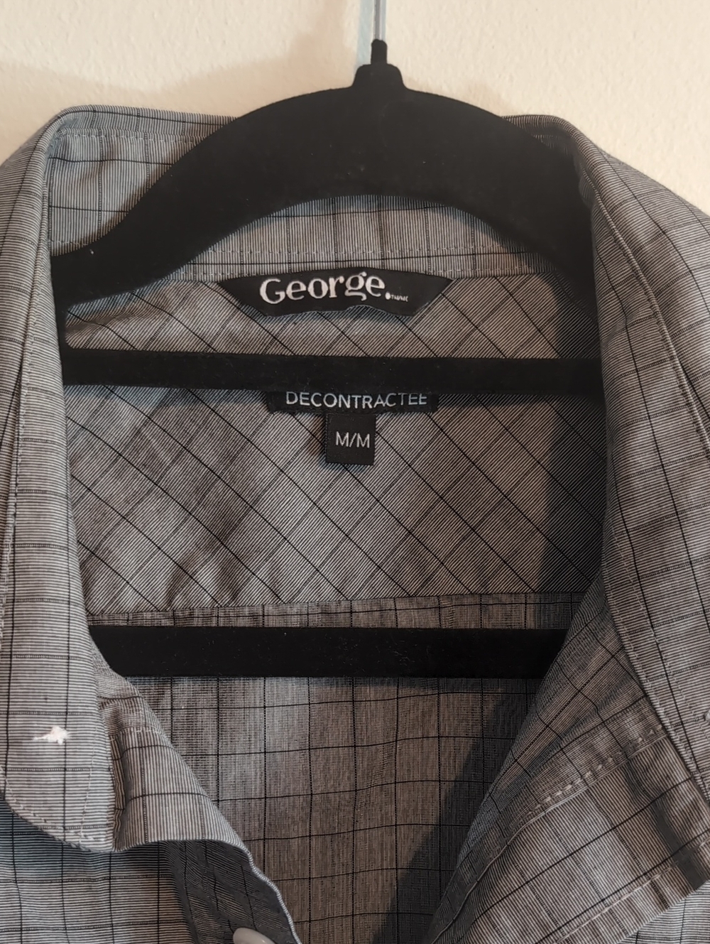 George Men’s Gray Plaid Button-Up Shirt